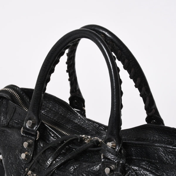 極美品 BALENCIAGA バレンシアガ クラシックシティ ショルダーバッグ 431621 レザー ブラック シルバー金具 中古 4a008318