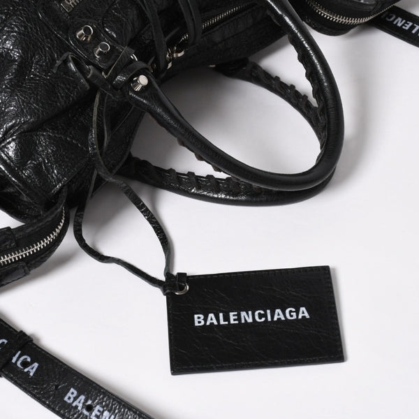 極美品 BALENCIAGA バレンシアガ クラシックシティ ショルダーバッグ 431621 レザー ブラック シルバー金具 中古 4a008318