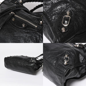 極美品 BALENCIAGA バレンシアガ クラシックシティ ショルダーバッグ 431621 レザー ブラック シルバー金具 中古 4a008318
