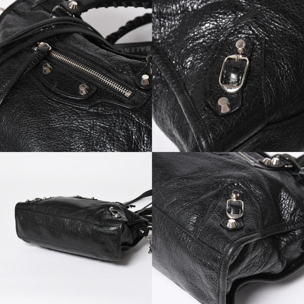 極美品 BALENCIAGA バレンシアガ クラシックシティ ショルダーバッグ 431621 レザー ブラック シルバー金具 中古 4a008318