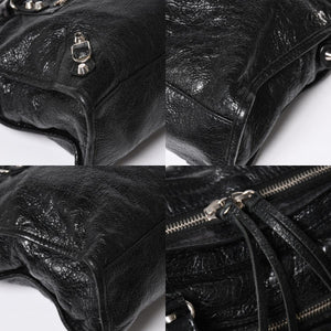 極美品 BALENCIAGA バレンシアガ クラシックシティ ショルダーバッグ 431621 レザー ブラック シルバー金具 中古 4a008318