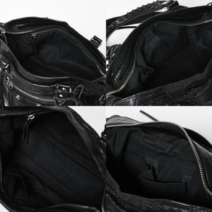 極美品 BALENCIAGA バレンシアガ クラシックシティ ショルダーバッグ 431621 レザー ブラック シルバー金具 中古 4a008318
