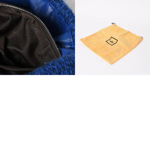 FENDI フェンディ マンマバケットワンショルダーバッグ ウールニット ブルー ブラウン レザー シルバー金具 美品 中古 4a008321