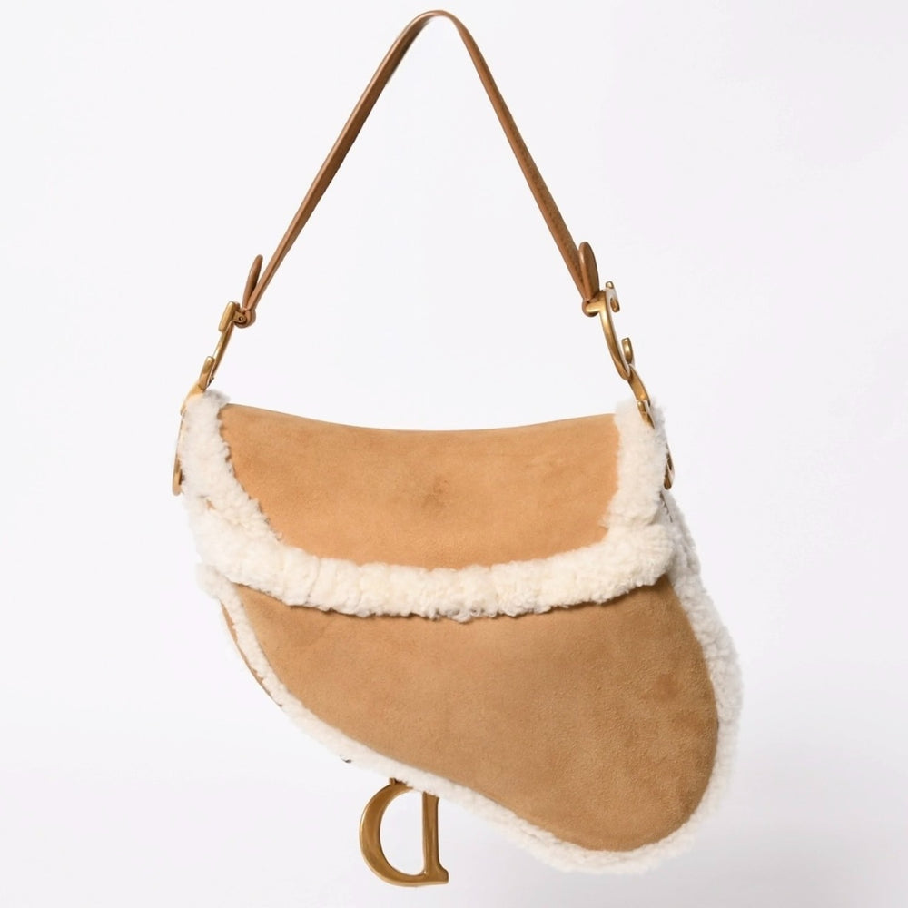 極美品 Christian Dior クリスチャンディオール ムートン サドルバッグ ワンショルダーバッグ ガリアーノ期 スウェード シアリング ムートン レザー 中古 4a008329