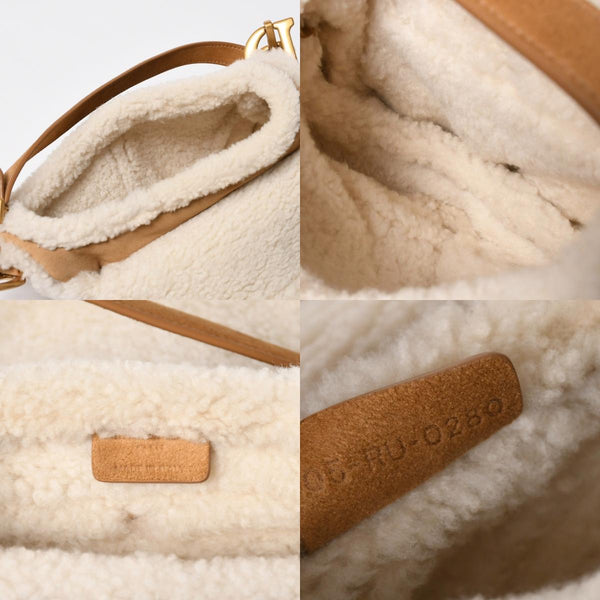 極美品 Christian Dior クリスチャンディオール ムートン サドルバッグ ワンショルダーバッグ ガリアーノ期 スウェード シアリング ムートン レザー 中古 4a008329