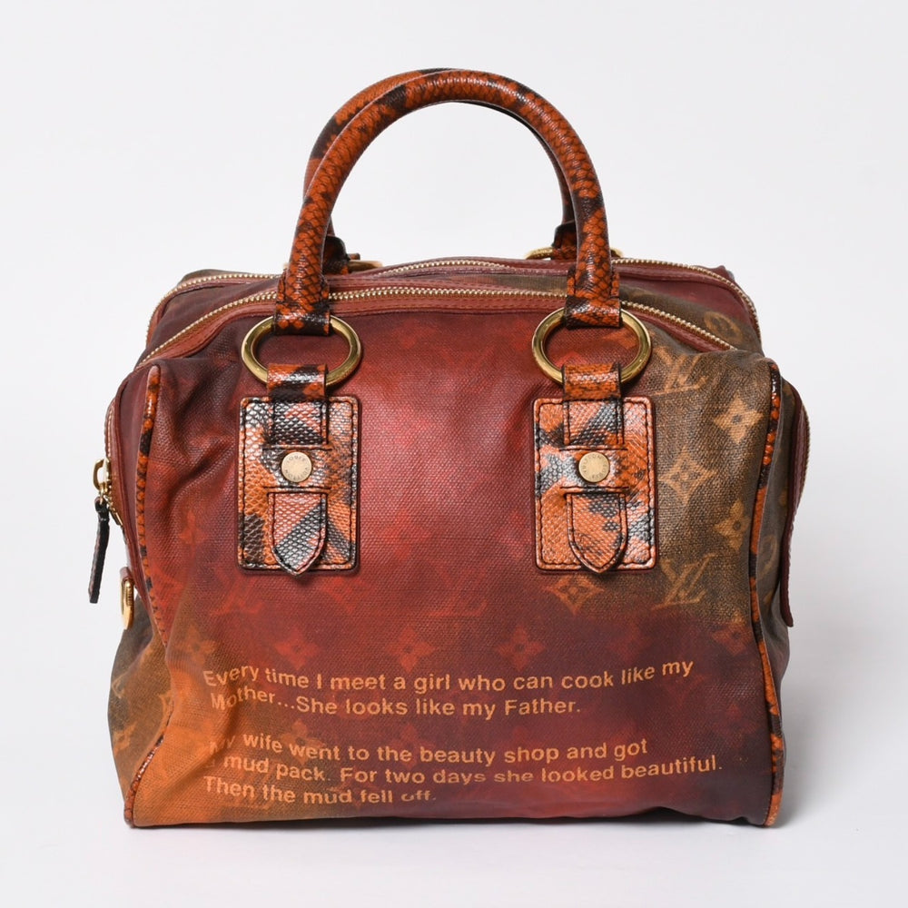 新品同様 LOUIS VUITTON ルイヴィトン リチャードプリンス ジョークス マンクレイジー ハンドバッグ M95737 ルージュ ゴールド金具 中古 4a008350