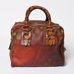 新品同様 LOUIS VUITTON ルイヴィトン リチャードプリンス ジョークス マンクレイジー ハンドバッグ M95737 ルージュ ゴールド金具 中古 4a008350