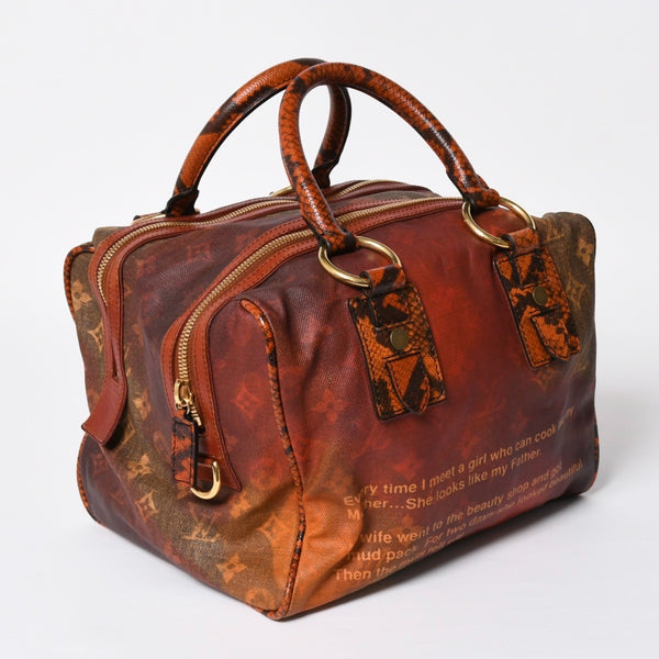 新品同様 LOUIS VUITTON ルイヴィトン リチャードプリンス ジョークス マンクレイジー ハンドバッグ M95737 ルージュ ゴールド金具 中古 4a008350
