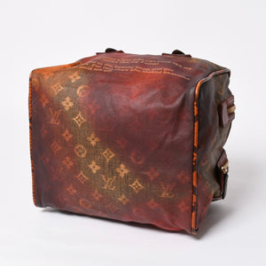 新品同様 LOUIS VUITTON ルイヴィトン リチャードプリンス ジョークス マンクレイジー ハンドバッグ M95737 ルージュ ゴールド金具 中古 4a008350