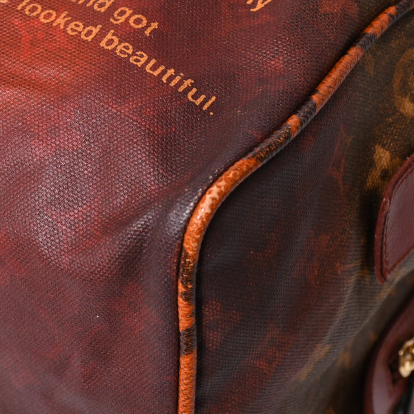 新品同様 LOUIS VUITTON ルイヴィトン リチャードプリンス ジョークス マンクレイジー ハンドバッグ M95737 ルージュ ゴールド金具 中古 4a008350
