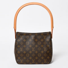 Very Good Condition LOUIS VUITTON Looping MM One Shoulder Bag M51146 Monogram PVC Leather Brown Gold Hardware Used 4a008387