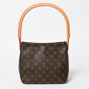 Very Good Condition LOUIS VUITTON Looping MM One Shoulder Bag M51146 Monogram PVC Leather Brown Gold Hardware Used 4a008387