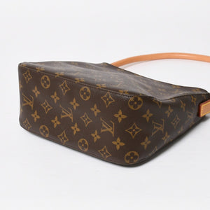 Very Good Condition LOUIS VUITTON Looping MM One Shoulder Bag M51146 Monogram PVC Leather Brown Gold Hardware Used 4a008387