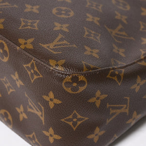 Very Good Condition LOUIS VUITTON Looping MM One Shoulder Bag M51146 Monogram PVC Leather Brown Gold Hardware Used 4a008387