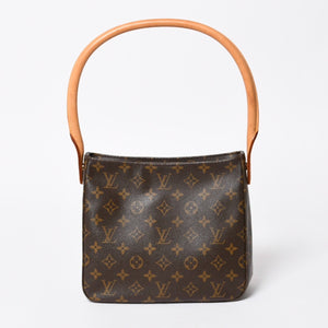 極美品 LOUIS VUITTON ルイヴィトン ルーピングMM ワンショルダーバッグ M51146 モノグラム PVC レザー ブラウン ゴールド金具 中古 4a008388