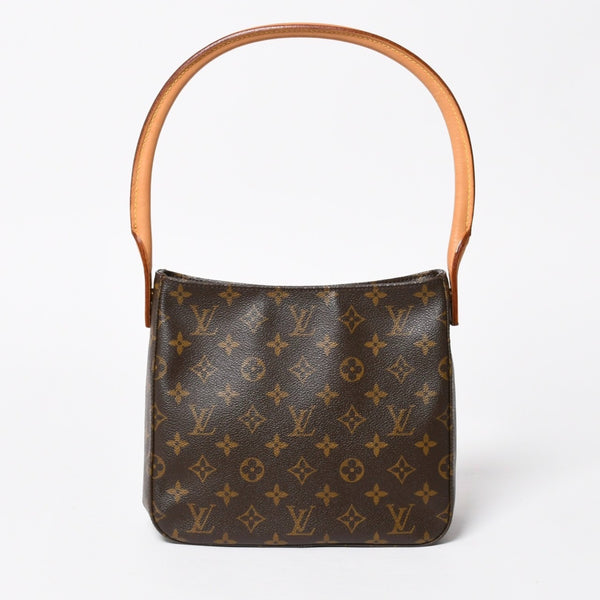 極美品 LOUIS VUITTON ルイヴィトン ルーピングMM ワンショルダーバッグ M51146 モノグラム PVC レザー ブラウン ゴールド金具 中古 4a008388