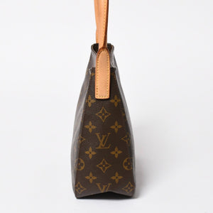 極美品 LOUIS VUITTON ルイヴィトン ルーピングMM ワンショルダーバッグ M51146 モノグラム PVC レザー ブラウン ゴールド金具 中古 4a008388