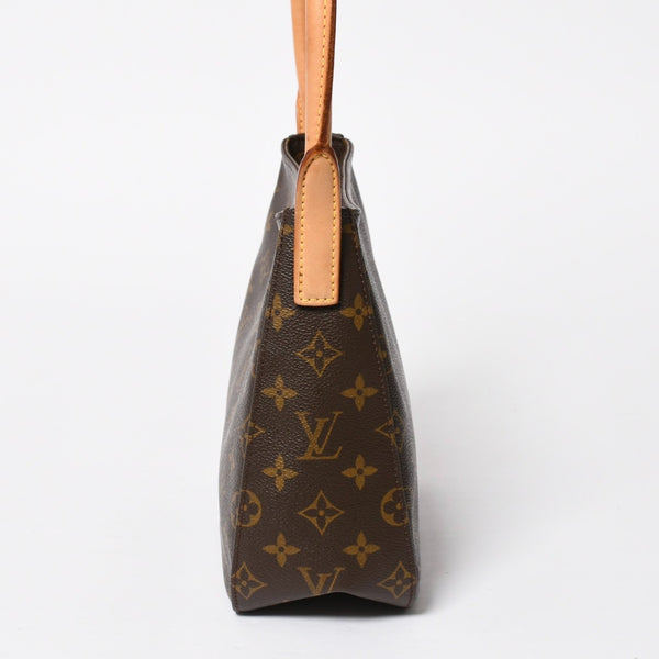 極美品 LOUIS VUITTON ルイヴィトン ルーピングMM ワンショルダーバッグ M51146 モノグラム PVC レザー ブラウン ゴールド金具 中古 4a008388