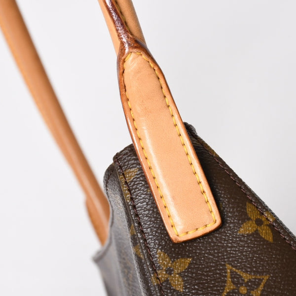 極美品 LOUIS VUITTON ルイヴィトン ルーピングMM ワンショルダーバッグ M51146 モノグラム PVC レザー ブラウン ゴールド金具 中古 4a008388