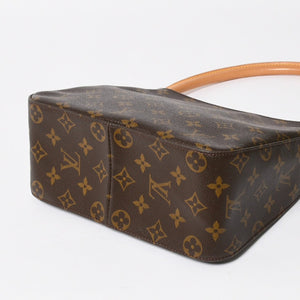 極美品 LOUIS VUITTON ルイヴィトン ルーピングMM ワンショルダーバッグ M51146 モノグラム PVC レザー ブラウン ゴールド金具 中古 4a008388
