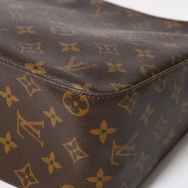 極美品 LOUIS VUITTON ルイヴィトン ルーピングMM ワンショルダーバッグ M51146 モノグラム PVC レザー ブラウン ゴールド金具 中古 4a008388