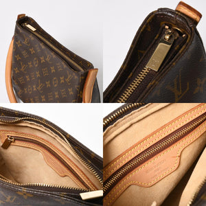 極美品 LOUIS VUITTON ルイヴィトン ルーピングMM ワンショルダーバッグ M51146 モノグラム PVC レザー ブラウン ゴールド金具 中古 4a008388