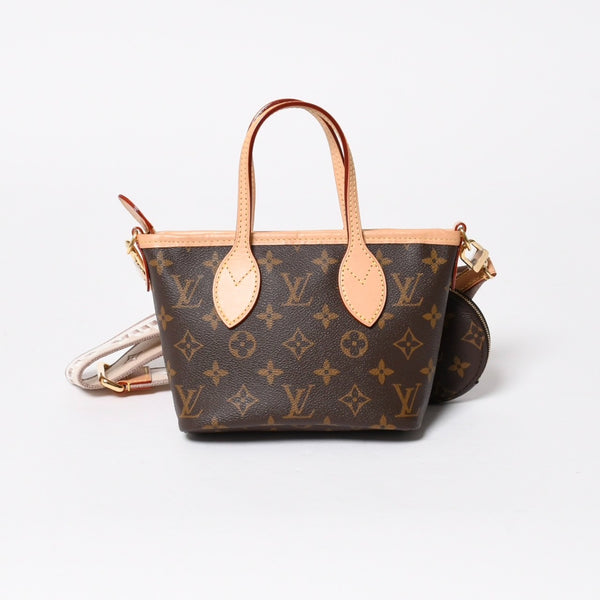 極美品 LOUIS VUITTON ルイヴィトン ネヴァーフルBB ハンドバッグ M46705 ショルダーバッグ 2WAY モノグラム ブラウン PVC レザー 中古 4a008393
