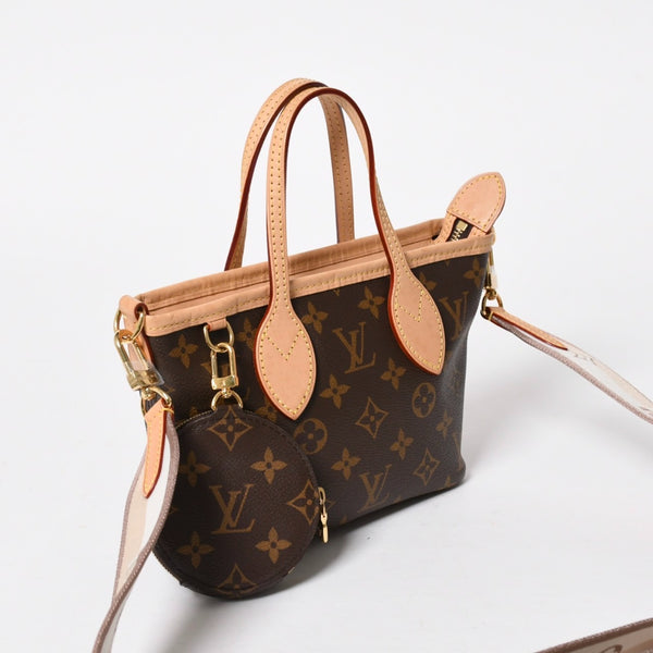 極美品 LOUIS VUITTON ルイヴィトン ネヴァーフルBB ハンドバッグ M46705 ショルダーバッグ 2WAY モノグラム ブラウン PVC レザー 中古 4a008393