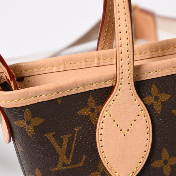 極美品 LOUIS VUITTON ルイヴィトン ネヴァーフルBB ハンドバッグ M46705 ショルダーバッグ 2WAY モノグラム ブラウン PVC レザー 中古 4a008393