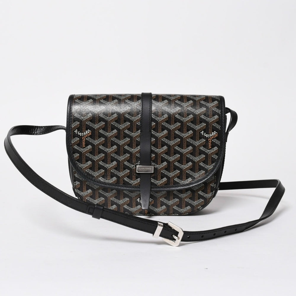 極美品 GOYARD ゴヤール BELVEDERE PM ベルヴェデーレPM ショルダーバッグ ブラック PVC レザー シルバー金具 中古 4a008420
