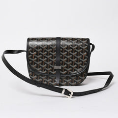 極美品 GOYARD ゴヤール BELVEDERE PM ベルヴェデーレPM ショルダーバッグ ブラック PVC レザー シルバー金具 中古 4a008420