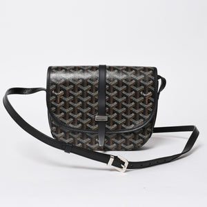 極美品 GOYARD ゴヤール BELVEDERE PM ベルヴェデーレPM ショルダーバッグ ブラック PVC レザー シルバー金具 中古 4a008420