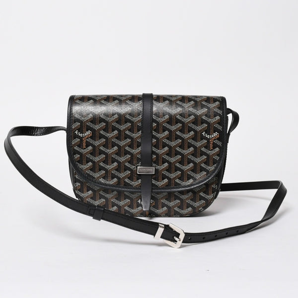 極美品 GOYARD ゴヤール BELVEDERE PM ベルヴェデーレPM ショルダーバッグ ブラック PVC レザー シルバー金具 中古 4a008420