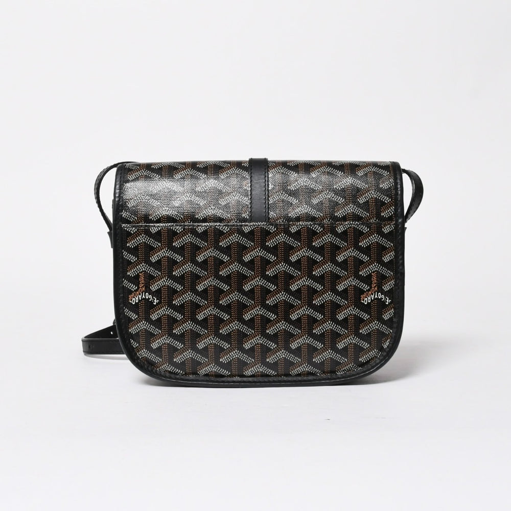 極美品 GOYARD ゴヤール BELVEDERE PM ベルヴェデーレPM ショルダーバッグ ブラック PVC レザー シルバー金具 中古 4a008420