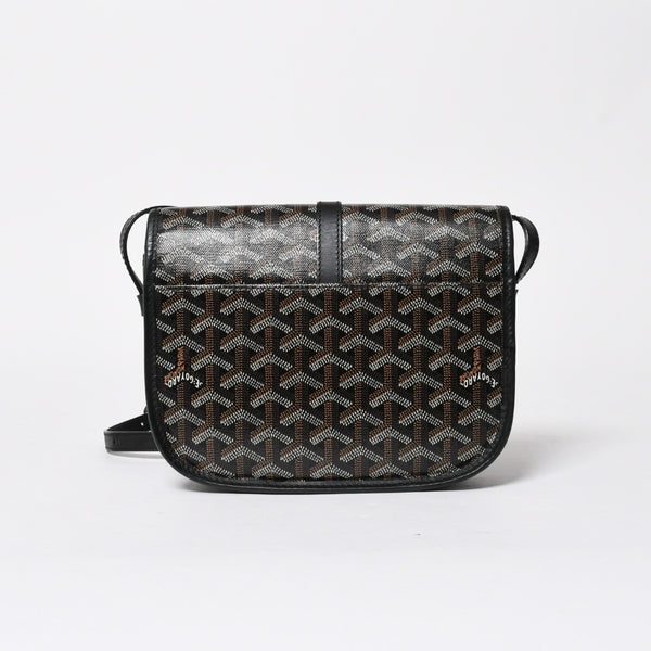 極美品 GOYARD ゴヤール BELVEDERE PM ベルヴェデーレPM ショルダーバッグ ブラック PVC レザー シルバー金具 中古 4a008420