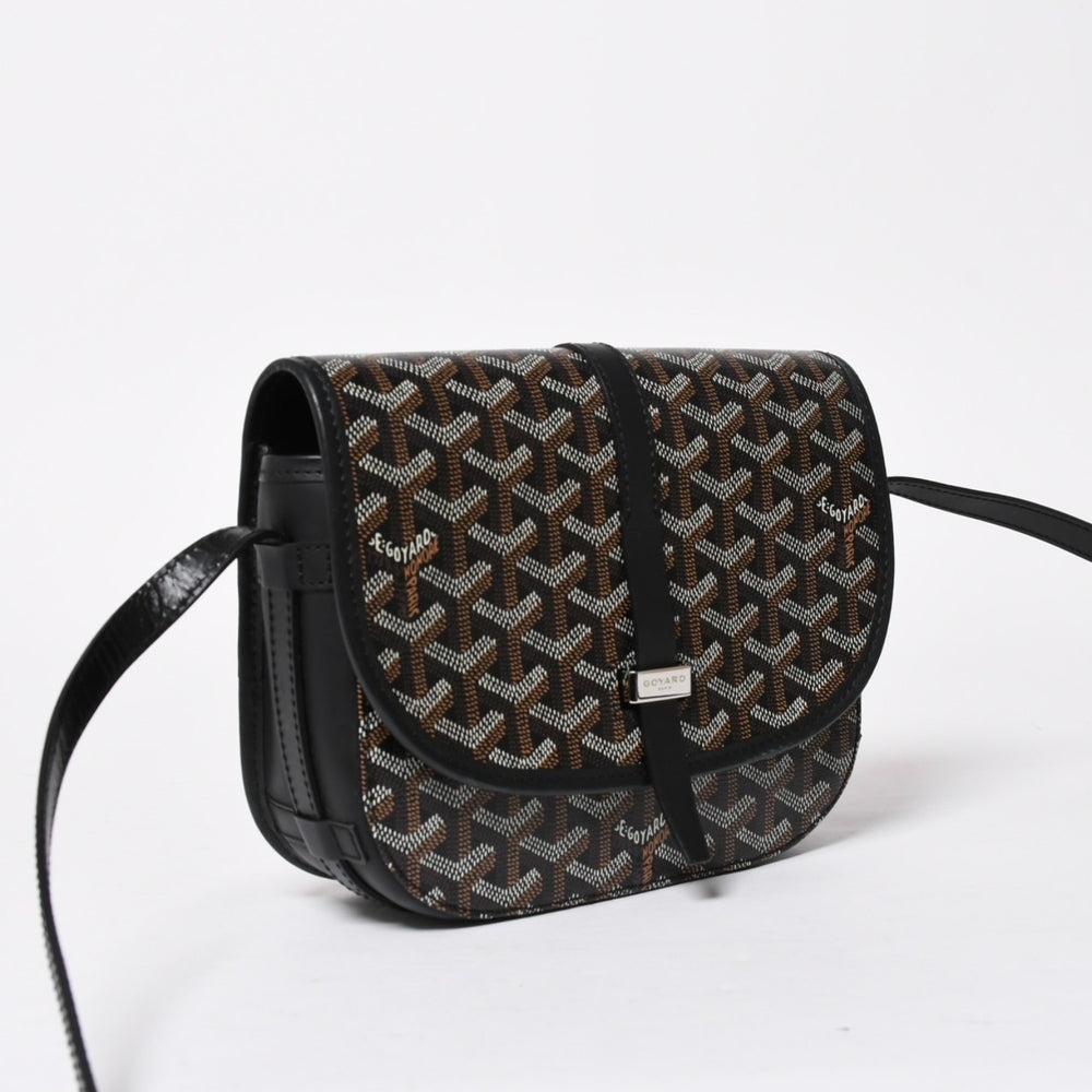 極美品 GOYARD ゴヤール BELVEDERE PM ベルヴェデーレPM ショルダーバッグ ブラック PVC レザー シルバー金具 中古 4a008420