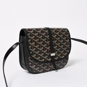 極美品 GOYARD ゴヤール BELVEDERE PM ベルヴェデーレPM ショルダーバッグ ブラック PVC レザー シルバー金具 中古 4a008420