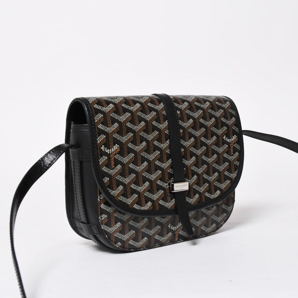 極美品 GOYARD ゴヤール BELVEDERE PM ベルヴェデーレPM ショルダーバッグ ブラック PVC レザー シルバー金具 中古 4a008420