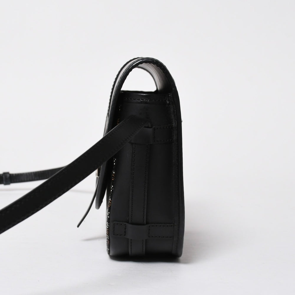 極美品 GOYARD ゴヤール BELVEDERE PM ベルヴェデーレPM ショルダーバッグ ブラック PVC レザー シルバー金具 中古 4a008420