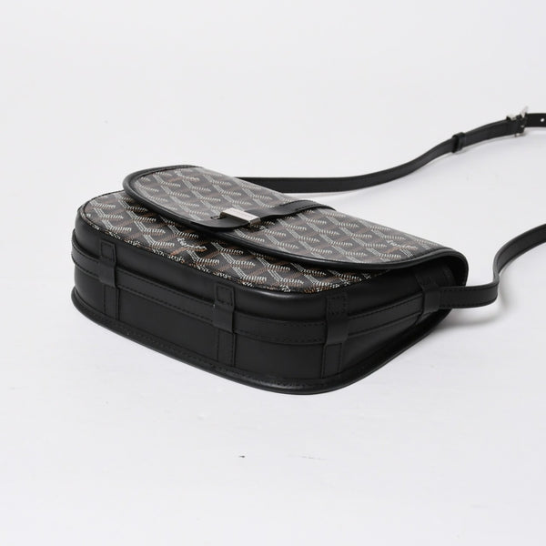 極美品 GOYARD ゴヤール BELVEDERE PM ベルヴェデーレPM ショルダーバッグ ブラック PVC レザー シルバー金具 中古 4a008420