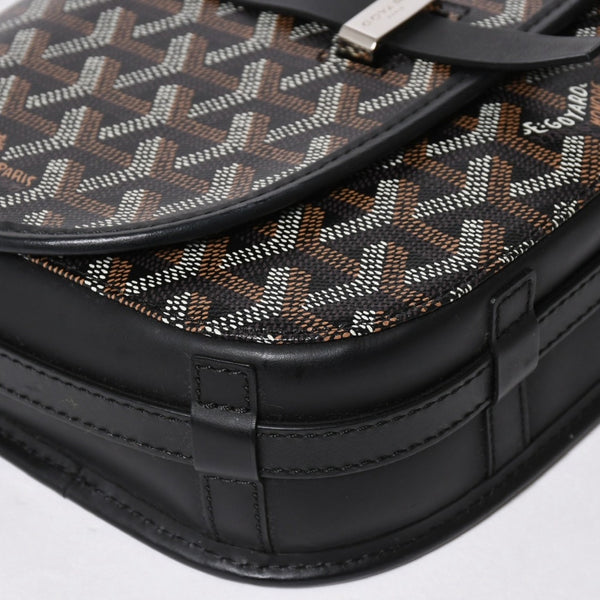 極美品 GOYARD ゴヤール BELVEDERE PM ベルヴェデーレPM ショルダーバッグ ブラック PVC レザー シルバー金具 中古 4a008420