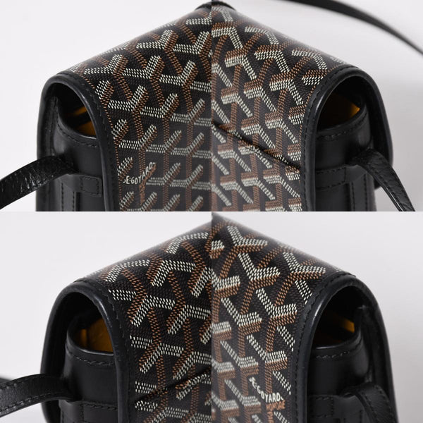 極美品 GOYARD ゴヤール BELVEDERE PM ベルヴェデーレPM ショルダーバッグ ブラック PVC レザー シルバー金具 中古 4a008420