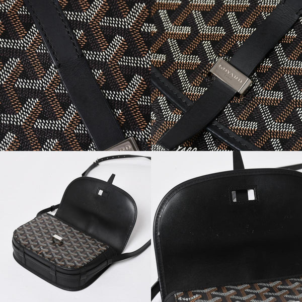極美品 GOYARD ゴヤール BELVEDERE PM ベルヴェデーレPM ショルダーバッグ ブラック PVC レザー シルバー金具 中古 4a008420