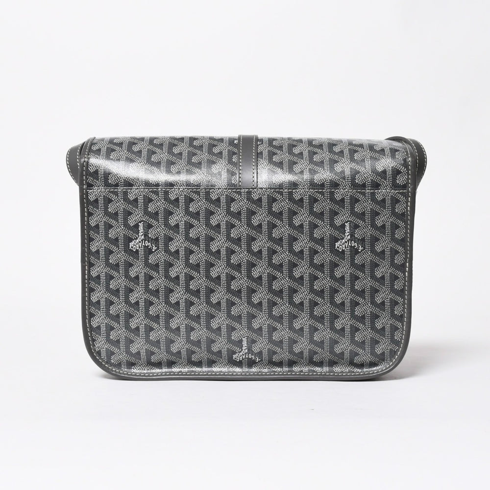 極美品 GOYARD ゴヤール ベルヴェデーレGM ショルダーバッグ グレー PVC レザー シルバー金具 ヘリンボーン柄 美品 中古 4a008421
