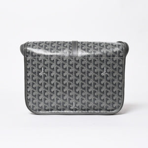 極美品 GOYARD ゴヤール ベルヴェデーレGM ショルダーバッグ グレー PVC レザー シルバー金具 ヘリンボーン柄 美品 中古 4a008421