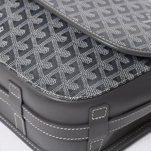 極美品 GOYARD ゴヤール ベルヴェデーレGM ショルダーバッグ グレー PVC レザー シルバー金具 ヘリンボーン柄 美品 中古 4a008421