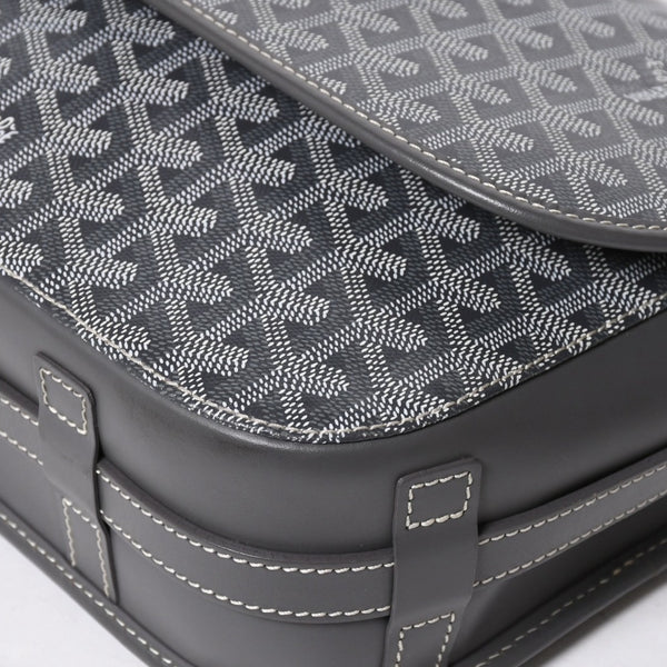 極美品 GOYARD ゴヤール ベルヴェデーレGM ショルダーバッグ グレー PVC レザー シルバー金具 ヘリンボーン柄 美品 中古 4a008421