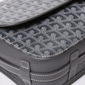 極美品 GOYARD ゴヤール ベルヴェデーレGM ショルダーバッグ グレー PVC レザー シルバー金具 ヘリンボーン柄 美品 中古 4a008421