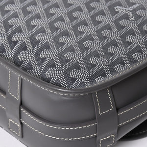 極美品 GOYARD ゴヤール ベルヴェデーレGM ショルダーバッグ グレー PVC レザー シルバー金具 ヘリンボーン柄 美品 中古 4a008421