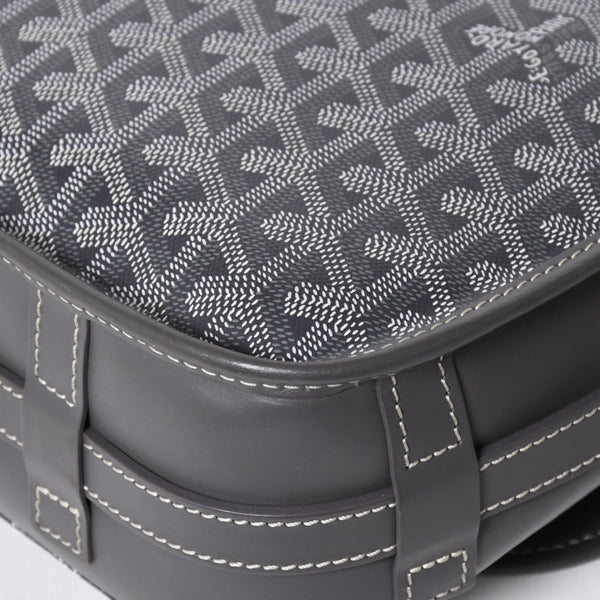 極美品 GOYARD ゴヤール ベルヴェデーレGM ショルダーバッグ グレー PVC レザー シルバー金具 ヘリンボーン柄 美品 中古 4a008421